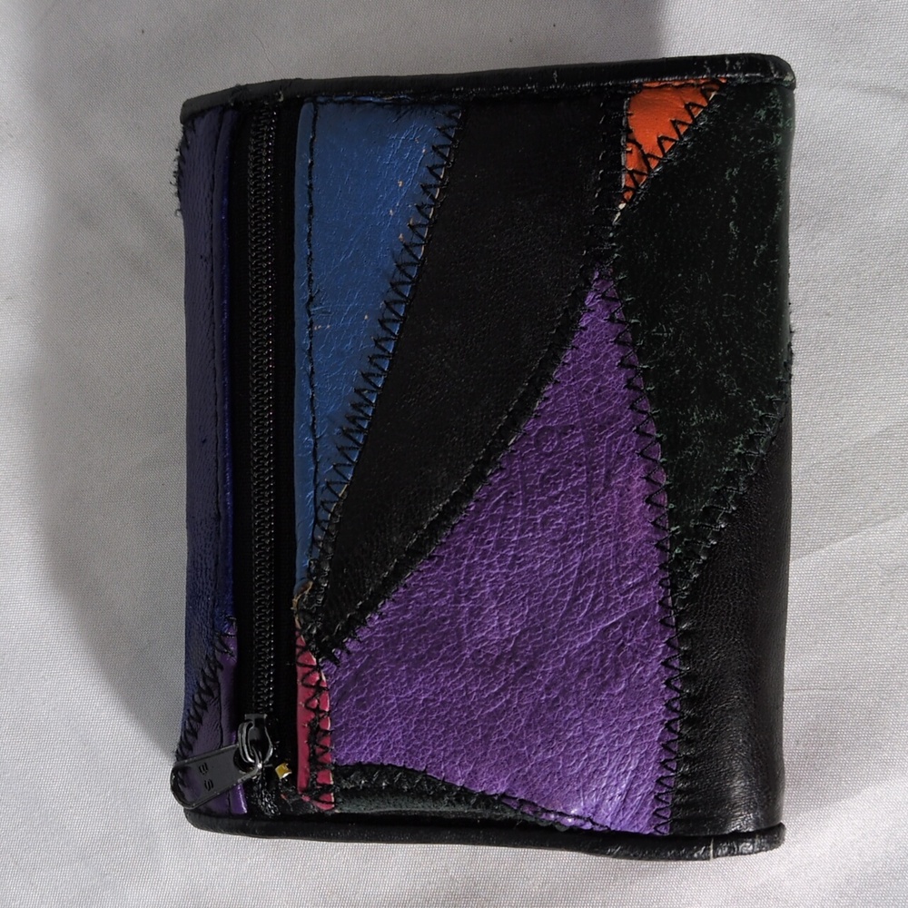 Vintage Colorful Patchwork Tri-Fold Wallet